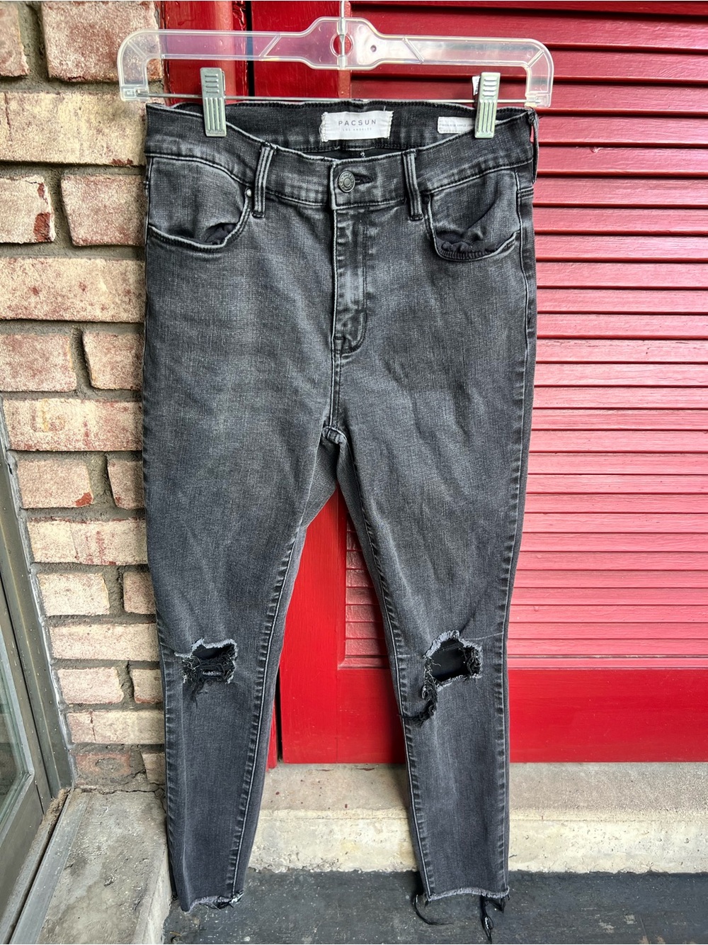 PacSun High Rise Black Distressed Ankle Skinny Jegging Jeans Size 27